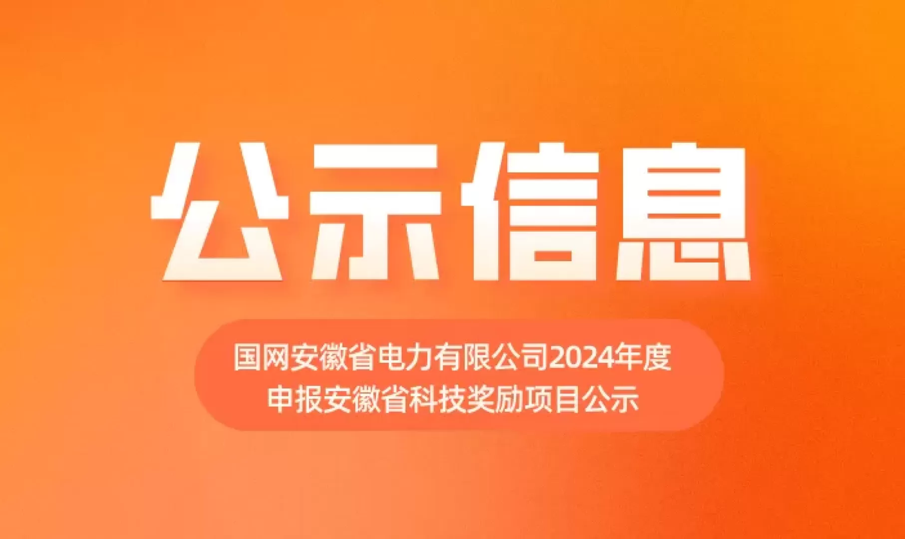 国网安徽省电力有限公司2024年度申报安徽省科技奖励项目公示